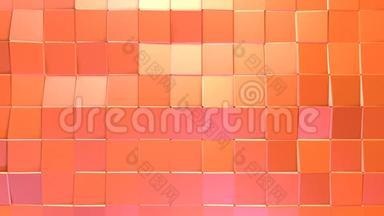 抽象简单的粉红色橙色低聚三维表面作为空间<strong>背景</strong>。 移动的软几何低聚运动<strong>背景</strong>
